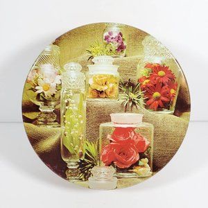 Vintage Floral Tin Canister Cookie Candy Tin Storage Container Kitschy Floral